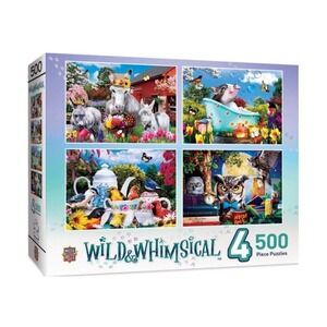 MasterPieces Wild and Whimsical 4 Pack 500 Piece Animal‎ Jigsaw Puzzles